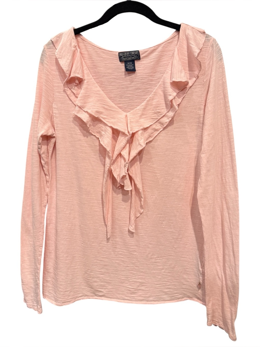Size M Vintage Ralph Lauren Polo Jeans Company Pink Cotton Ruffle Top
